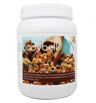 Bote Muesli sabor chocolate y caramelo 450grs Bodybell